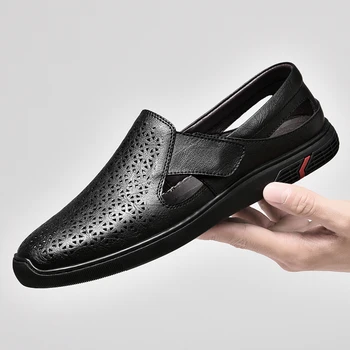 2023 Нова мода Рим сандали за мъжки кожени плажни сандали черни мъже летни обувки удобни гладиатор мъже сандал бестселър