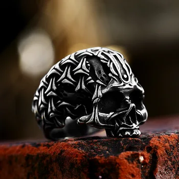 BEIER 2023 Нов уникален дизайн 316L череп от неръждаема стомана готически личност пънк мъжки пръстен висококачествени бижута подарък на едро