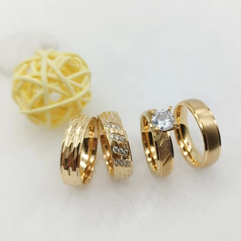 24K позлатени реколта пръстени сватба годежни булчински комплекти за двойки любов брак бижута cz диамантен пръстен