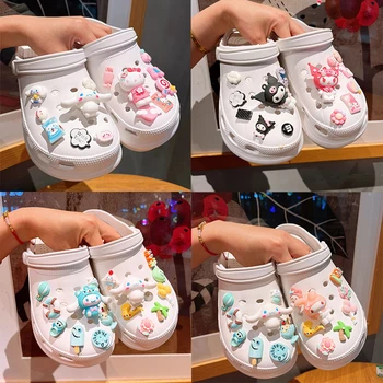 Sanrio карикатура аниме LED обувки чар комплект продажба сладък мелодия Hello Kitty щифтове за Croc Jibz Accesoires Жена бижута момиче X-mas подарък
