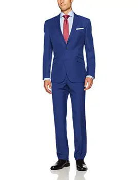 Ежедневни мъжки костюми Синя сватба 2 части костюми Slim Fit Официален по поръчка многоцветни Tuxedo мъжки костюми (яке + панталон)