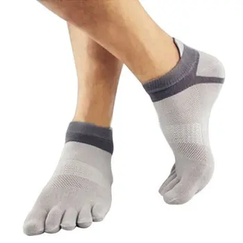 Зимни спортни чорапи 1 чифт 38-43 Външни мъже дишащи памучни чорапи Спортни джогинг колоездене бягане 5 пръста пръст чехъл чорап