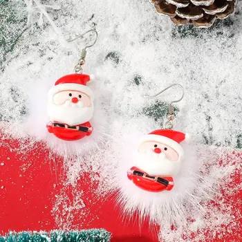 Коледна камбана Весела Коледа обеци бонбони тръстика снежен човек Коледа обеци шипове бижута плюшени Дядо Коледа висулка обеци