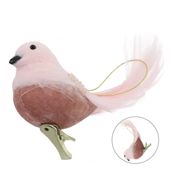1pc симулирана пяна перо птица коледна украса-розово коледно дърво висулка ръчно изработени реалистични за дома градина празнична