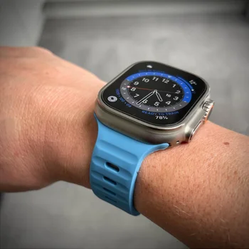 Каишка за Apple Watch Band 44mm 49mm 45mm 42mm 45 mm ултра океанска силиконова кореа Гривна за часовник iwatch Series 8 7 6 5 4 3 se