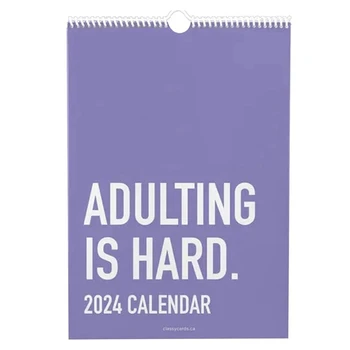 ADULTING Is HARD 2024 КАЛЕНДАР 12-месечен график Хартиен календар 2024 Прекрасен Акане Забавен подарък Начало 20 X 30Cm