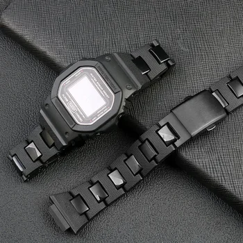 Черният колан за часовници е подходящ за Casio композитен пластмасов часовников колан DW5600 / DW6900 / GWM5610GA2100m модифицирана серия