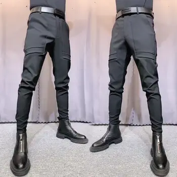 2023 Пролет есен мъжки ежедневни панталони бизнес участък тънък годни ластик джогър корейски класически твърди панталони мъжки J17