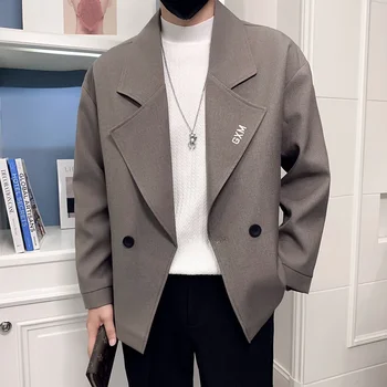 2023 Нова мода тънък голям ревера бродерия тънък джентълмен яке мъжки случайни прилив марка всички мач корейска версия блейзър