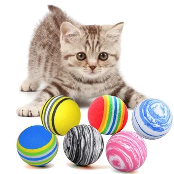 3/5Pcs Rainbow EVA Cat Toys Ball Interactive Cat Dog Play Chewing Rattle Scratch EVA Ball Training Balls Pet Toys Supplies