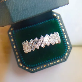 Истински 100% твърд 925 стерлинги сребро прост геометричен кепър единични стифиране пръст пръстени за жени годежни сватбени бижута