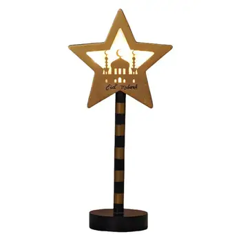  звезда форма настолна лампа звезда и луна нощна светлина LED бюро нощна светлина знак с религиозна сграда силует за детска стая
