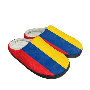 Hot Колумбия флаг мода памук потребителски чехли мъжки дамски сандали плюшени случайни запази топли обувки термични удобни чехъл