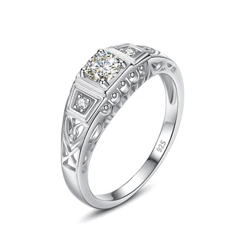 Szjinao Luxury 4.5mm кръгла нарязани Moissanite диамантен пръстен жените сватба & годежни сертифицирани листа филигран сребро 925 бижута J