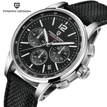 PAGANI DESIGN 41mm мъжки класически спортен кварцов часовник Япония VK63 Movt 100M водоустойчив сапфир от неръждаема стомана хронограф