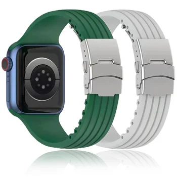 Силиконова каишка за Apple Watch лента 49mm 44mm 40mm 45mm 41mm 42mm Гривна за часовник Sport за iWatch серия 9 8 Ultra 7 6 5 4 3