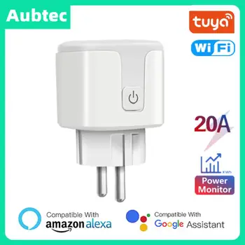 16A / 20A Tuya Wifi Smart Plug с изход за времето на монитора за захранване Smart Life APP Smart Remote Control Socket Alexa Voice Control
