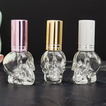 1pcs 8ML Mini Travel Уникален PersonalitY череп форма за многократна употреба празна стъклена парфюмна бутилка малка проба преносими парфюмни бутилки