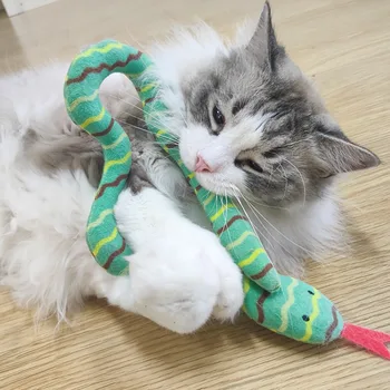 Котка играчка коча билка плюшена змия ухапване устойчиви зъби интерактивна игра домашни любимци доставки гореща продажба котка плюшени играчки