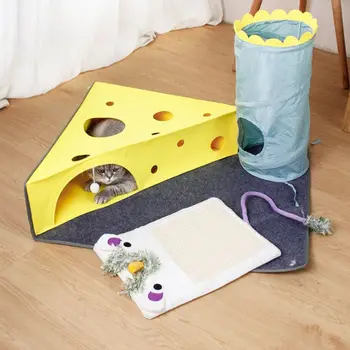 Котка тунел играчки за вътрешни котки котка тръба със сгъваема котка легло с дъска за надраскване котка играчка за малки средни големи котка