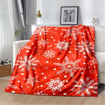 Снежинка многоцветен лек топлоизолация тънък тънък одеяло Коледа одеяло пикник одеяло обичай фланела одеяло