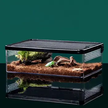 Кутия за развъждане на влечуги Акрилен паяк гущер Земноводни терариум Непропусклив домашен любимец местообитание Аксесоари за животни