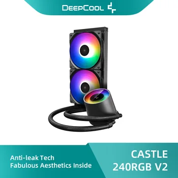 DeepCool CASTLE 240RGB V2 AIO Течен охладител за течно DIY охлаждане A-RGB воден блок 240mm радиатор с 120mm компютърен вентилатор