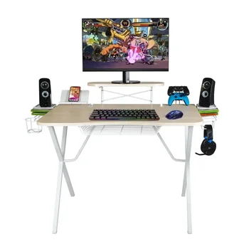 Atlantic Professional Gaming Desk Pro с вградено място за съхранение, метални държачи за аксесоари и кабелни слотове, 36