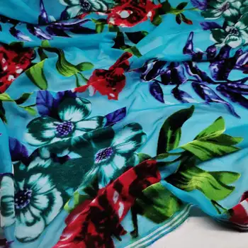 Цвете издълбани кадифе плат в продажба мода прегаряне Tissu Flocked Rayon квалифицирана риза материал