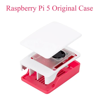 Официален случай на Raspberry Pi червен бял ABS пластмасов защитен капак с вентилатори за радиатори за Raspberry Pi 5