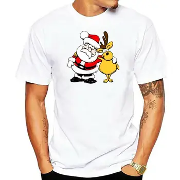 Camiseta de dibujos animados de Año Nuevo para hombre, camisetas ajustadas de manga corta, imagen personalizada para Navidad