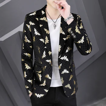2023Мъжко палто топ единичен артикул процес на позлатяване мода и красив корейски вариант на тенденцията мъжки ежедневен костюм