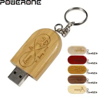 POWERONE (1PCS Free LOGO) USB флаш памети 64GB ключодържател подарък писалка диск 32GB фотография USB 2.0 памет стик 16GB Pendrive 8GB