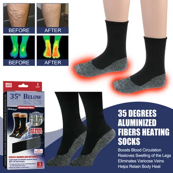 35 градуса зимни топли самонагряващи се чорапи топли чорапи алуминизирани чорапи за отопление с влакна облекчават венозните топли крака предотвратяват студа