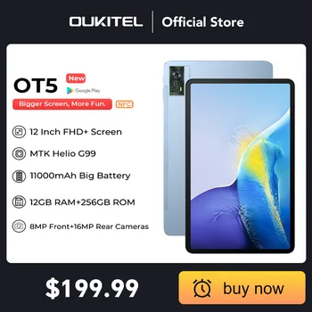Oukitel OT5 таблетен компютър 12 инчов FHD+ дисплей 12GB RAM 256GB ROM 11000mAh Android 13 таблета 16MP камера MTK Helio G99 таблетна подложка