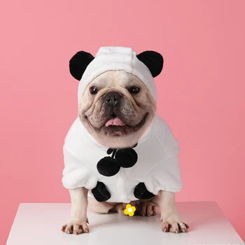 Френски булдог дрехи качулка сладък панда домашен любимец палто облекло дреха пудел бишон шнаузе мопс куче облекло уелски корги костюми