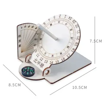 Студенти DIY материали компас експеримент бюро декорация слънчев часовник научен модел дървен часовник преподаване помощ образователни играчки