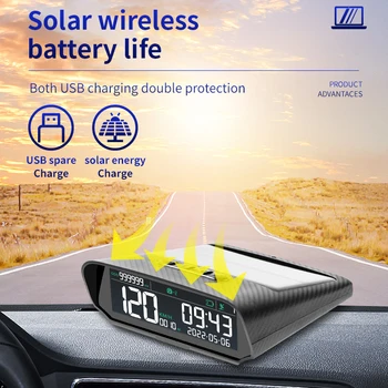 X100 Слънчева кола GPS Head-up дисплей LCD дисплей Проектор за предно стъкло Цифров скоростомер Километраж Височина Аларма за превишаване на скоростта