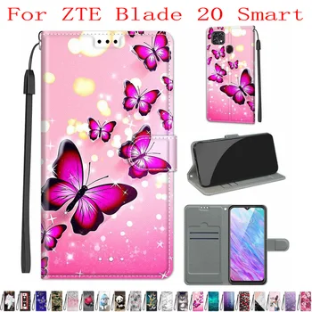 Sunjolly случай за ZTE Blade 20 Smart Wallet Stand Flip PU кожен калъф за телефон Cover coque capa за ZTE Blade 20 Smart Case Cover