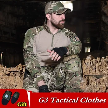 G3 Външни камуфлажни тактически дрехи Костюм с дълъг ръкав Армейски фенове Поле CS Бойно обучение Военна униформа Тактики Върхове Панталони