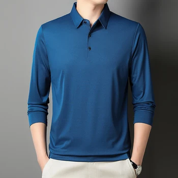Мъжка ежедневна поло риза ревера пуловер удобни и модерни ежедневни мъжки дрехи дълги ръкави върховете