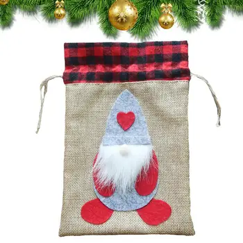 Коледа шнур подарък чанта декор сладък безличен кукла памук бельо чанти за съхранение Нова година парти бонбони торбички