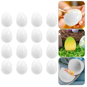 16Pcs фестивал празни яйца награда изненада играчки Великденски бонбони кутии за съхранение (бяло)