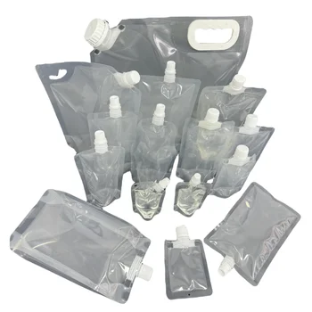 Прозрачен PE чучур пакет за съхранение торбичка, желе течност, прозрачна пластмасова чанта Doypack, пиене на сок, Stand Up торбичка, 1000ml, 20PCs / Lot