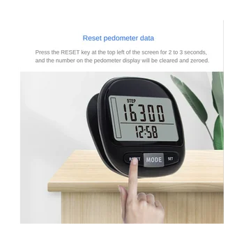 3D крачкомер за ходене с клипс и каишка, брояч на калории, 7 дни памет. Точен брояч на стъпки за мъже, жени и деца