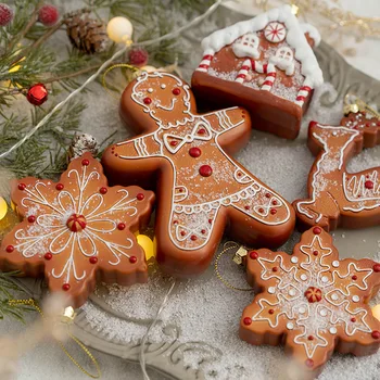 Коледа Gingerbread Man висулки бонбони къща снежинка лосове коледно дърво висящи висулки 2024 Нова година Весела Коледа орнаменти