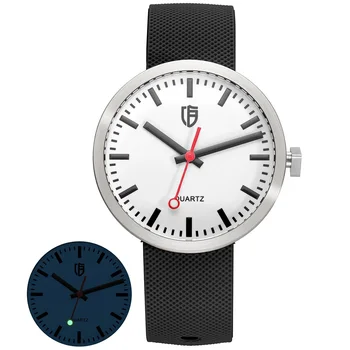 BERNY часовник за мъже/дами 38 мм светлинен циферблат спортен кварцов ръчен часовник сапфир 5ATM водоустойчиви силиконови железопътни часовници