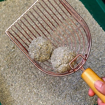 Котешка тоалетна лопата самопочистващи се котки отпадъци метал Scooper с кука преносим неръждаема стомана пресяване коте тоалетна почистване инструмент