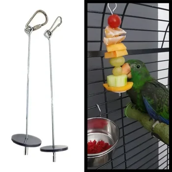 Птици стомана неръждаема шиш птица подкрепа зеленчук домашен любимец копие притежател месо папагали храна стик плодове хранилка