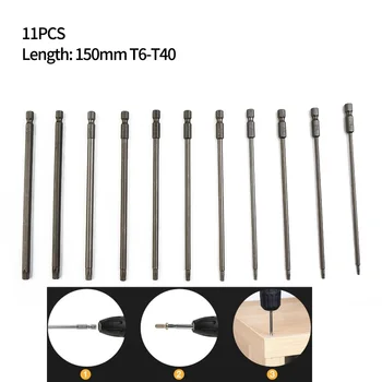 Издръжлив нов практичен отвертка Bit Pack Отвертка Head Hex Shank Kit Long Magnetic Set T6-T40 Tool 11 Piece